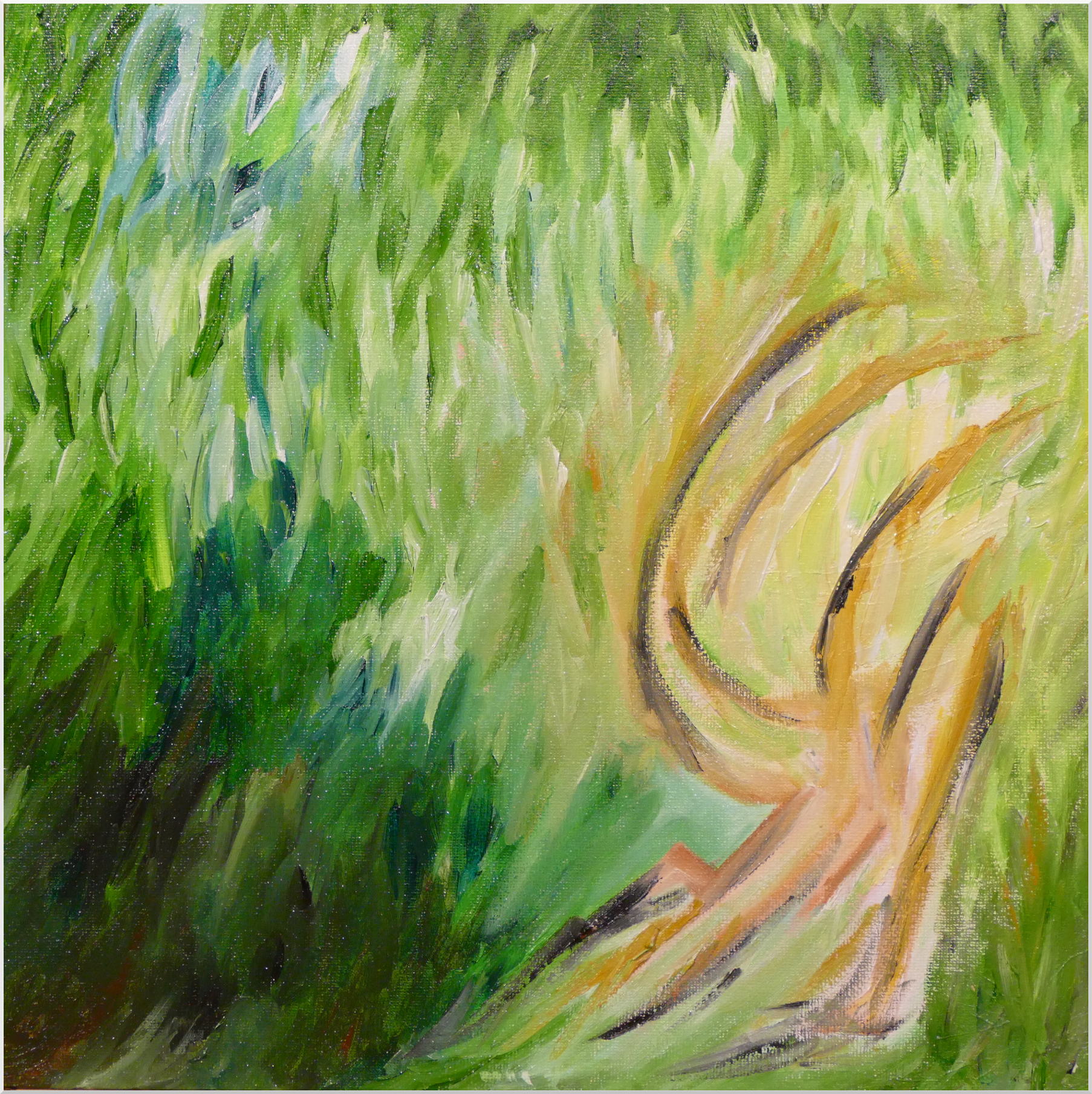 Fliehend mit Öl gemalt auf Karton