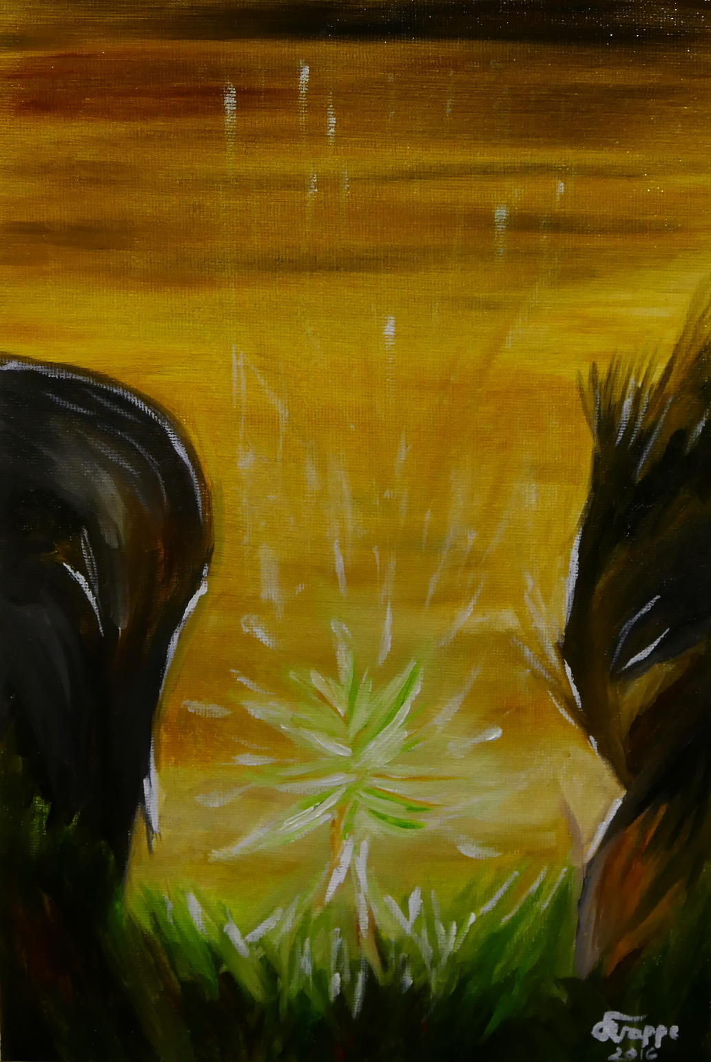 Schlafende Wächter mit Öl gemalt auf Karton