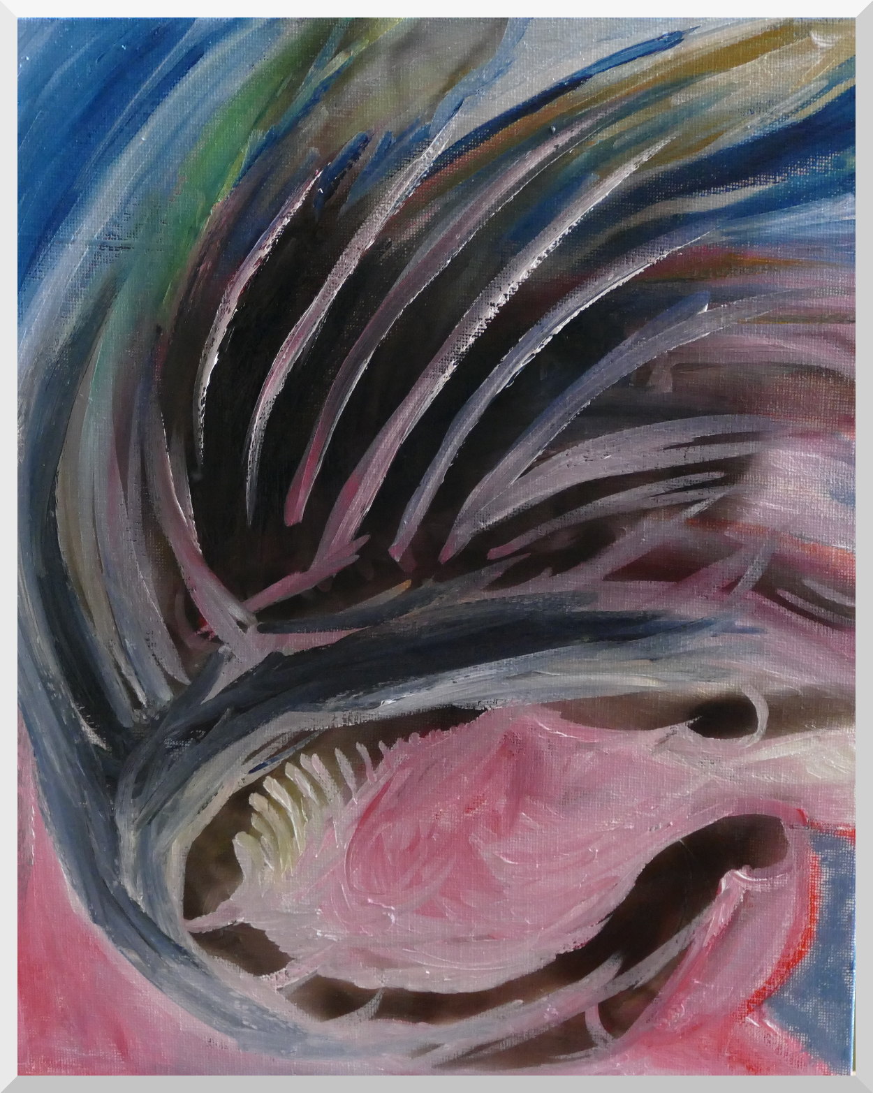 Erzürnt Fumage mit Öl und Rauch gemalt auf Leinwand