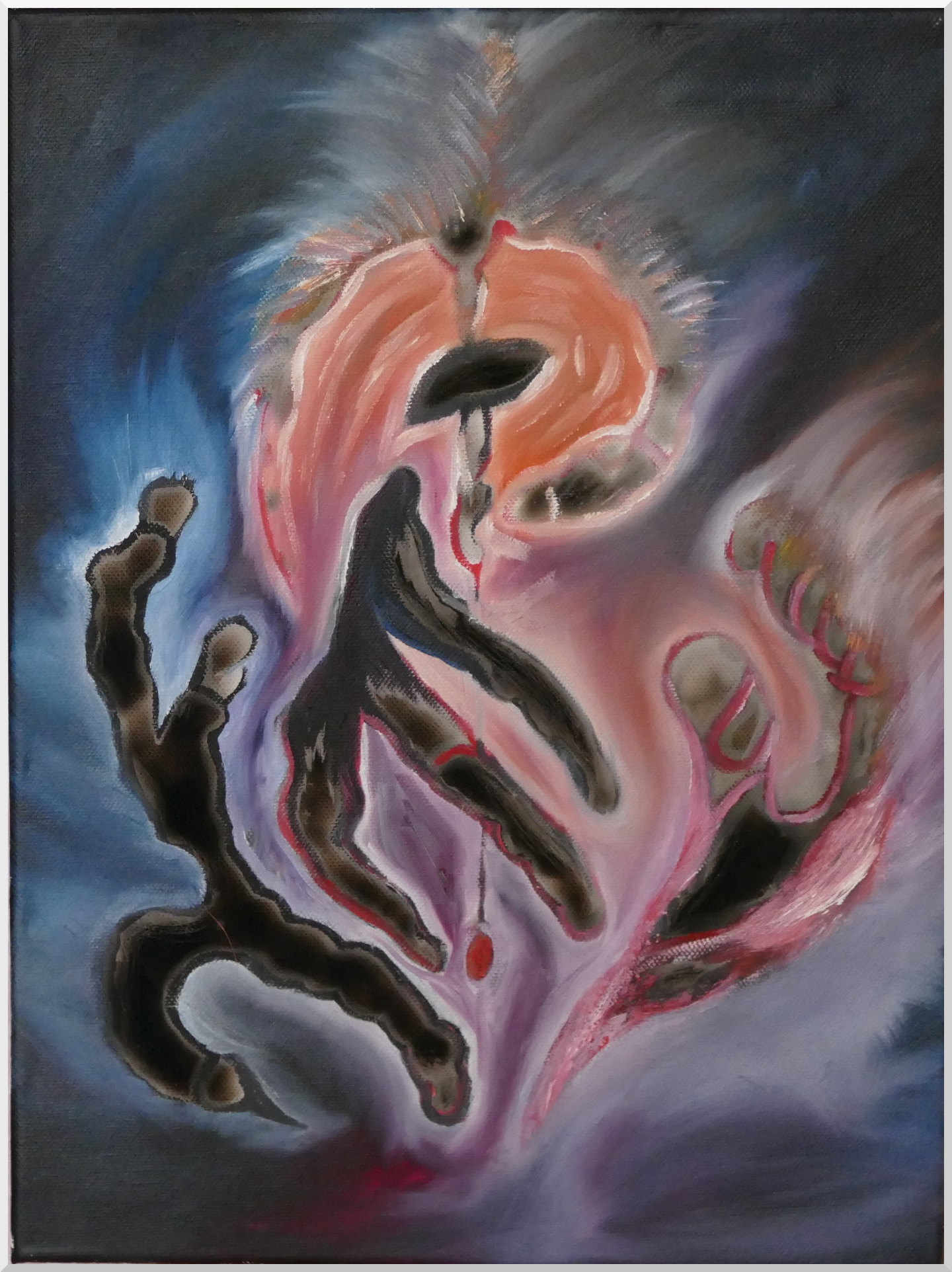 Dunkelheit Fumage mit Öl und Rauch gemalt auf Leinwand