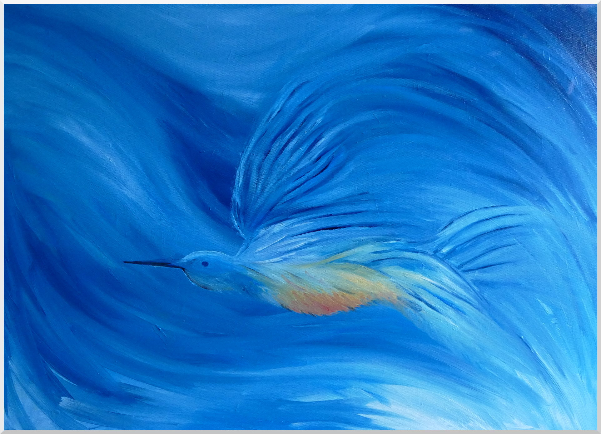 Eisvogel mit Öl gemalt auf Leinwand