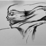 Zerrissen mit Kohle gemalt auf Papier